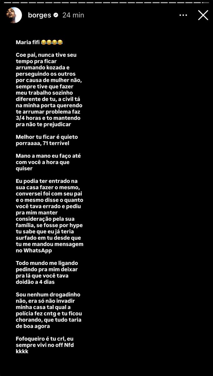 que esculacho do borges no poze kkkkkk