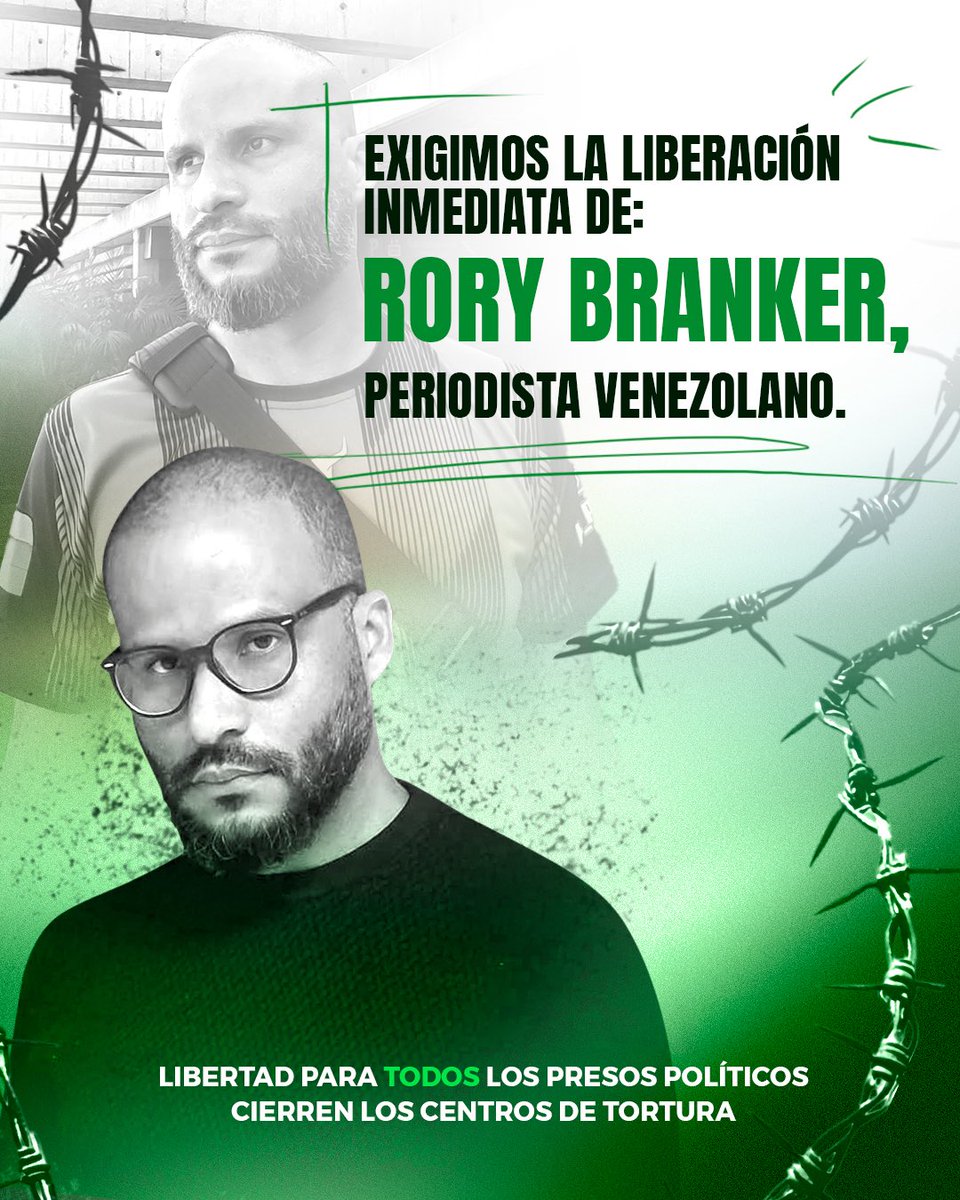 tiafatimasaleh's tweet image. RORY BRANKER, periodista Venezolano va a cumplir #1año  injustamente en preso en Tocorón,  debe ser liberado 

#LiberenARory
#LibertadParaTodosLosPresosPolíticos 

#QueSeanTodos