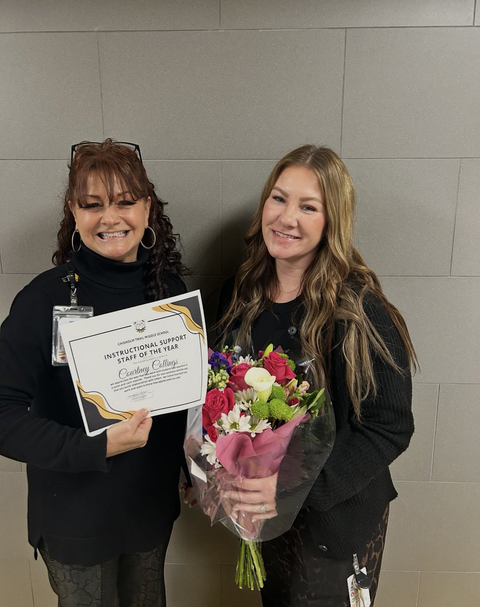 🏆 Congratulations to our Instructional Support Staff of the Year, Mrs. Collings!

Most of what you do is behind the scenes and we see you! 👀 
Thank you for all you do for our students at CTMS!
