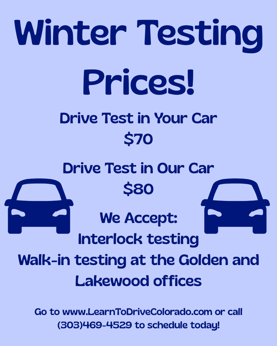 cdsteensafety's tweet photo. Not only are our testers great, so are our prices! #coloradolicense #drivetest #CommunityTrust https://t.co/G6l7kCwtn4