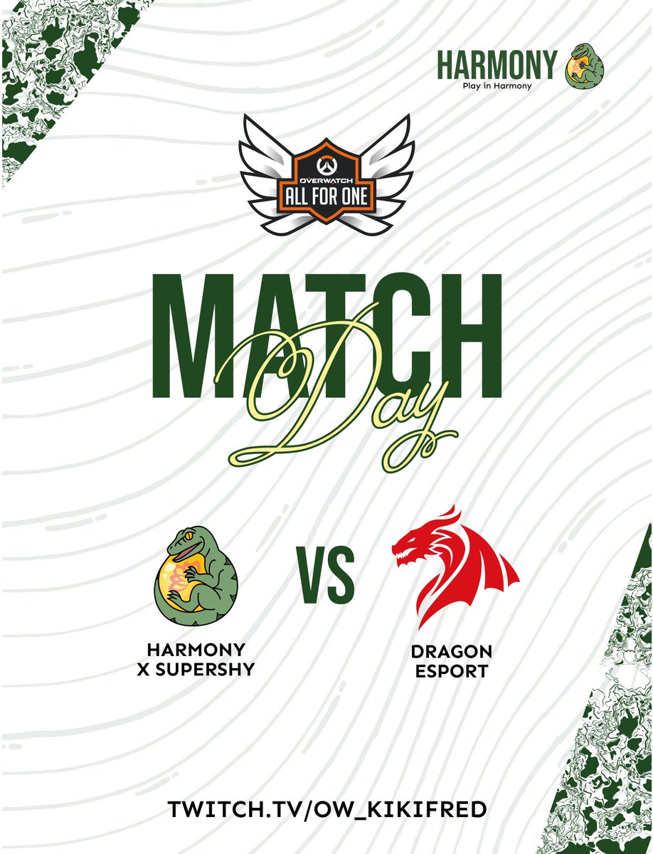 🇫🇷 Coupe de France <a href="/PlayAllForOneFR/">Overwatch AllForOne France</a>   – 2ᵉ match ce soir !

🔥 Harmony x <a href="/SupershyOW2/">Supershy</a> vs <a href="/dragons__esport/">Dragons Esport</a> a 21H

On remet ça, du gros Overwatch en perspective 👀