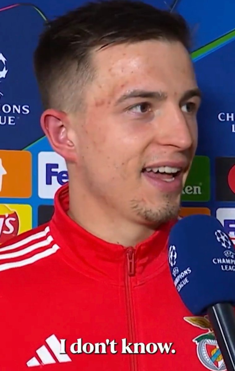 TouchlineX's tweet photo. 🚨🗣️ Goalkeeper Anatoliy Trubin on his goal against Real Madrid last night:

"Unbelievable. I have never heard this before. I don't know. Some guys started to shout "one one one" but I did not know what it meant."

"Then when we had the freekick they told me to go upfront and that's when they told me we need one more goal."

"I still cannot understand the goal at all. It's crazy, but important for the fans and Benfica."