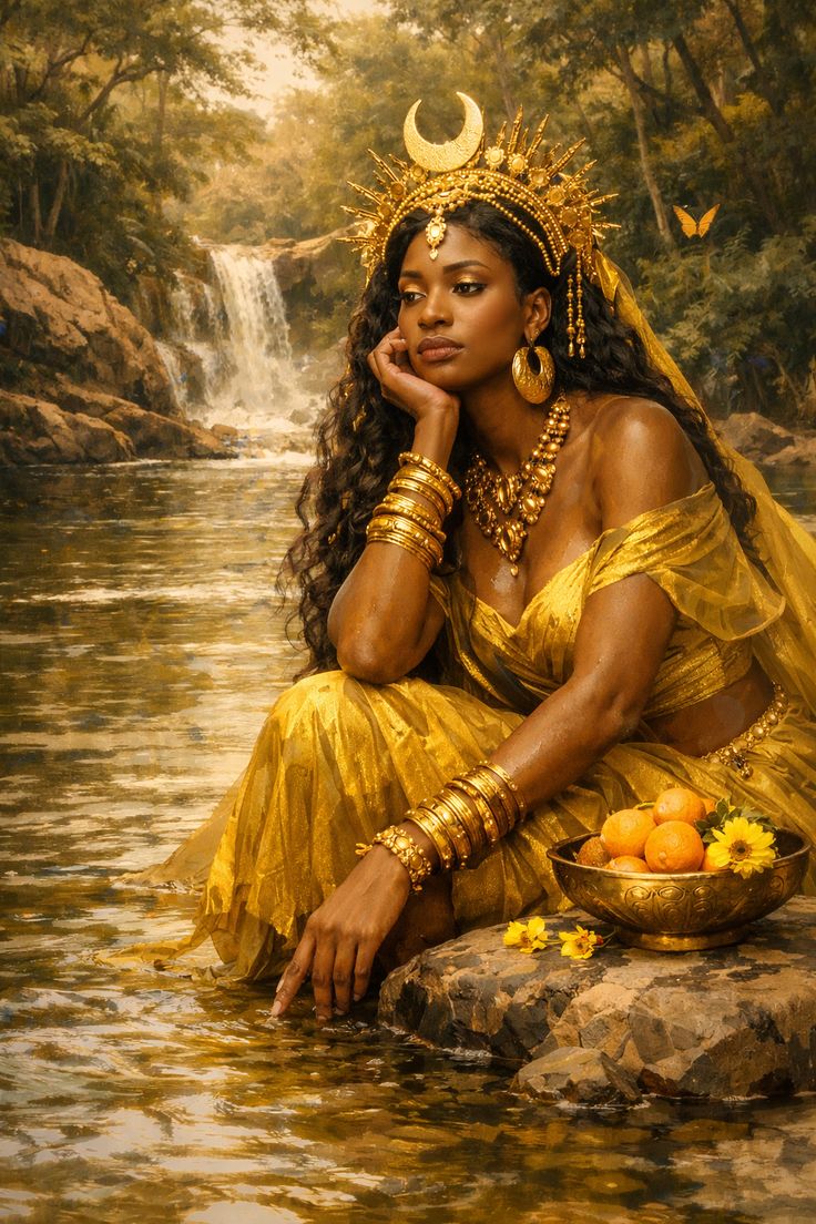 zepelintraofc's tweet photo. Com Oxum não se brinca. 
Oxum não disputa espaço com ninguém.
Se não for percebida, ela transborda em outro lugar. 

Viva as águas, viva Oxum ✨🌻 https://t.co/p5KD5G0DyH