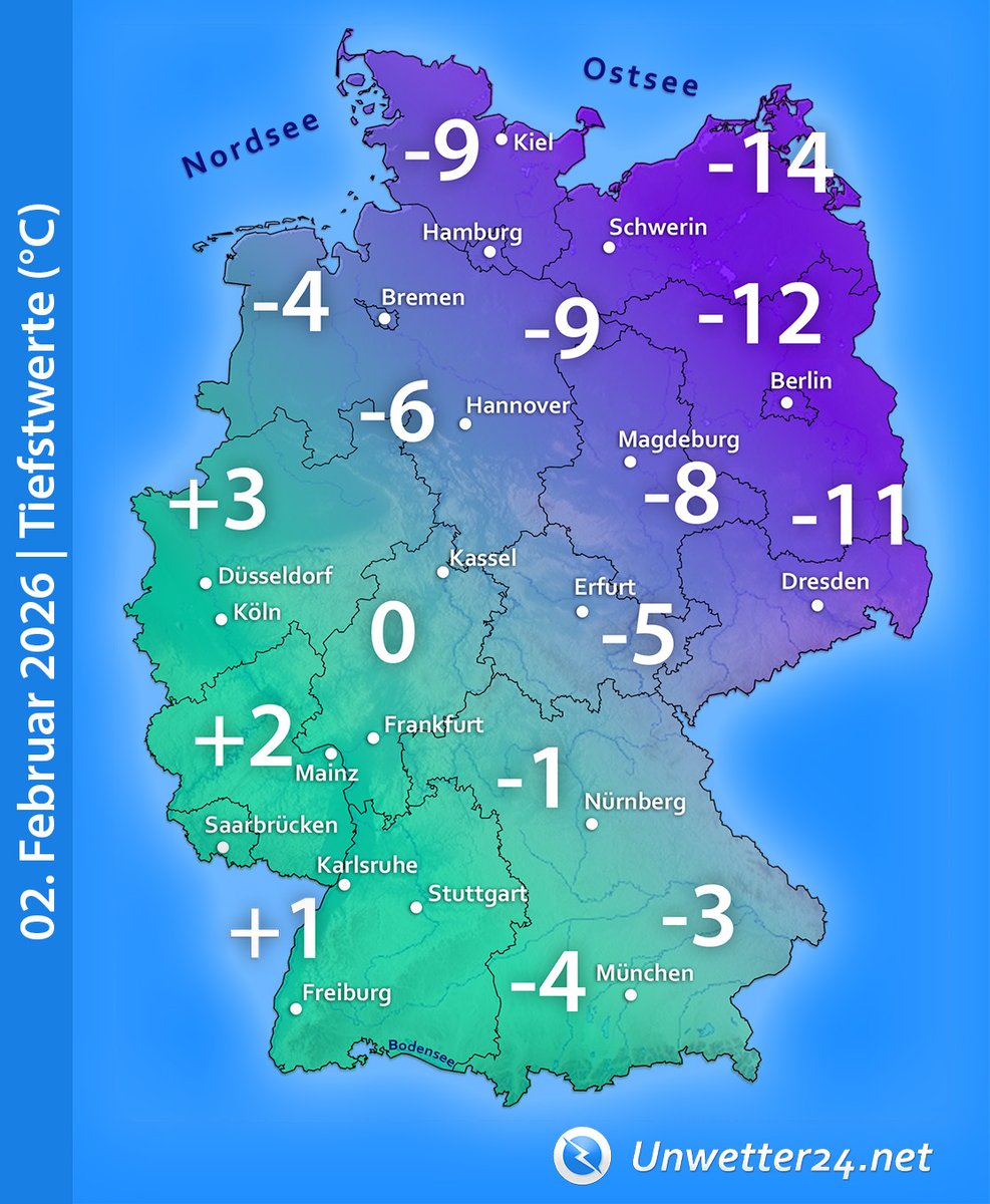 ❄️ Hoch “Daniel” bringt kalte Luft in den Nordosten ❄️

Im Südwesten mild, im Nordosten kalt; so geht es in den kommenden Tagen weiter. In einigen Regionen gibt es strengen Frost!

Mehr dazu: unwetter24.net/2026/01/29/hoc…

#Frost #strengerFrost #Wetter #Winter