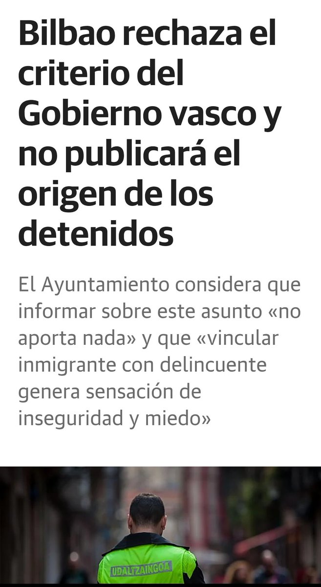 Nos alegramos de que el Gobierno Municipal en Bilbao se ponga en el lado correcto de la seguridad democrática. Lo contrario puede dar votos, pero restar paz social. Así lo solicitábamos con nuestra propuesta en el Pleno y así será. 
 elcorreo.com/bizkaia/bilbao…