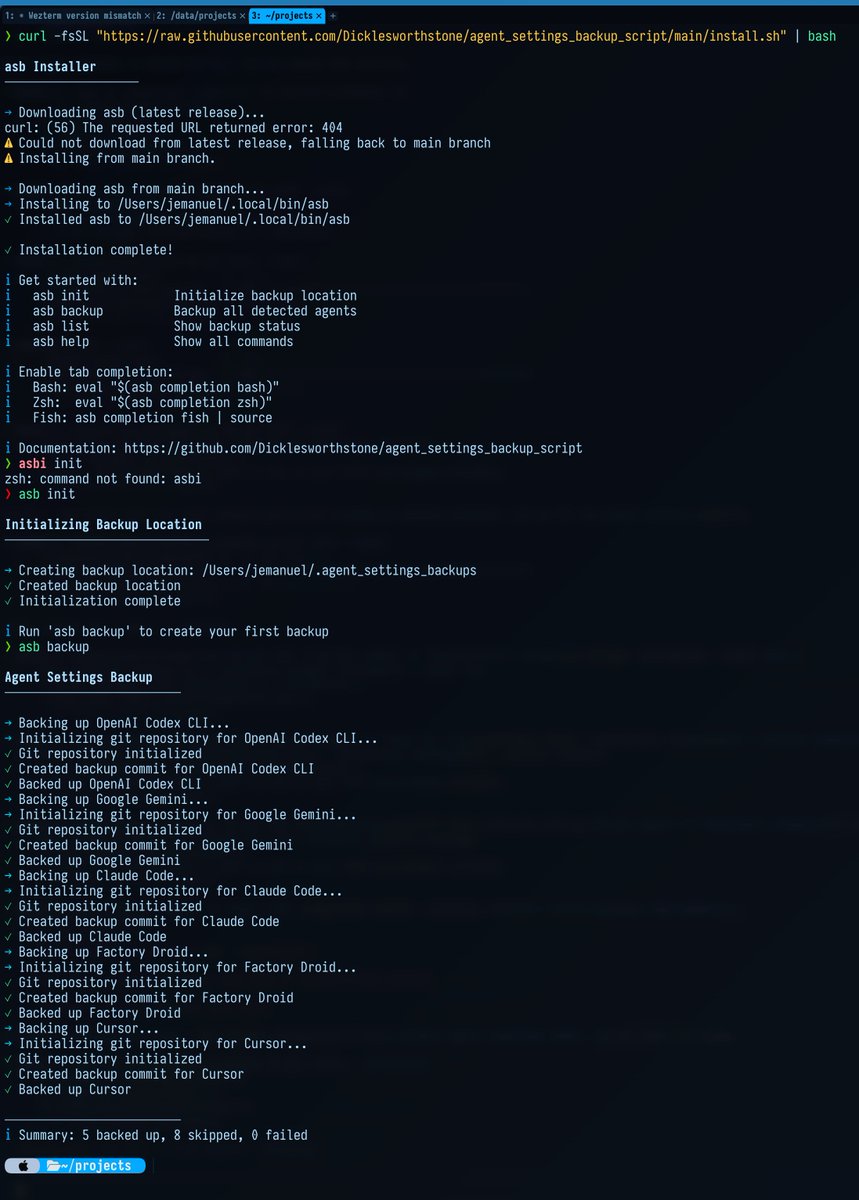 Backup output and summary