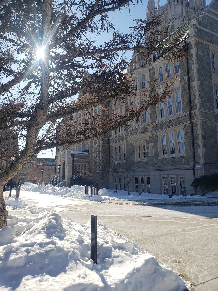 It's a snowy but sunny day on campus! I'm teaching on the differences between the Gospels today and, as usual, I'm wearing my St. John's, Durham tie which has a pattern of little eagles (John's symbol, of course). 

It gets better: BC's athletics mascot is...an eagle.