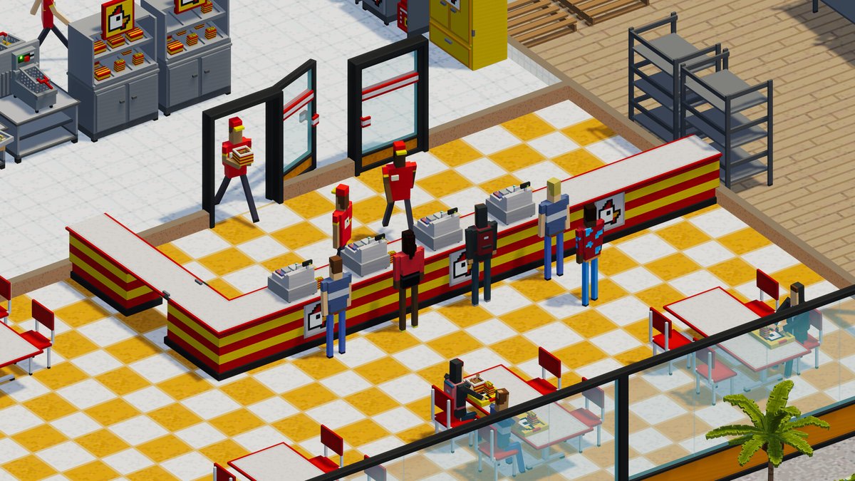 totgametwit's tweet photo. Ön tarafta restoran, arka planda suç örgütü yönettiğiniz simülasyon oyunu Definitely Not Fried Chicken, Epic Games'te 5 Şubat'a kadar ücretsiz dağıtılıyor. https://t.co/8bcRF5A8OJ