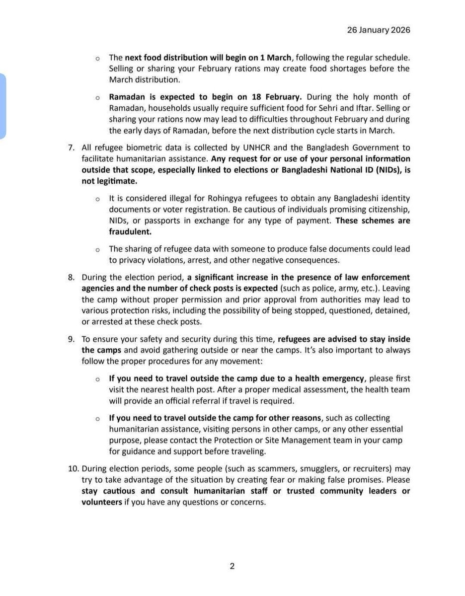 RWEN67's tweet photo. The key messages aim to inform and protect the Rohingya refugee community during Bangladesh’s 2026 parliamentary election by promoting safety, awareness, and access to humanitarian assistance. https://t.co/Jeuj25vFUQ