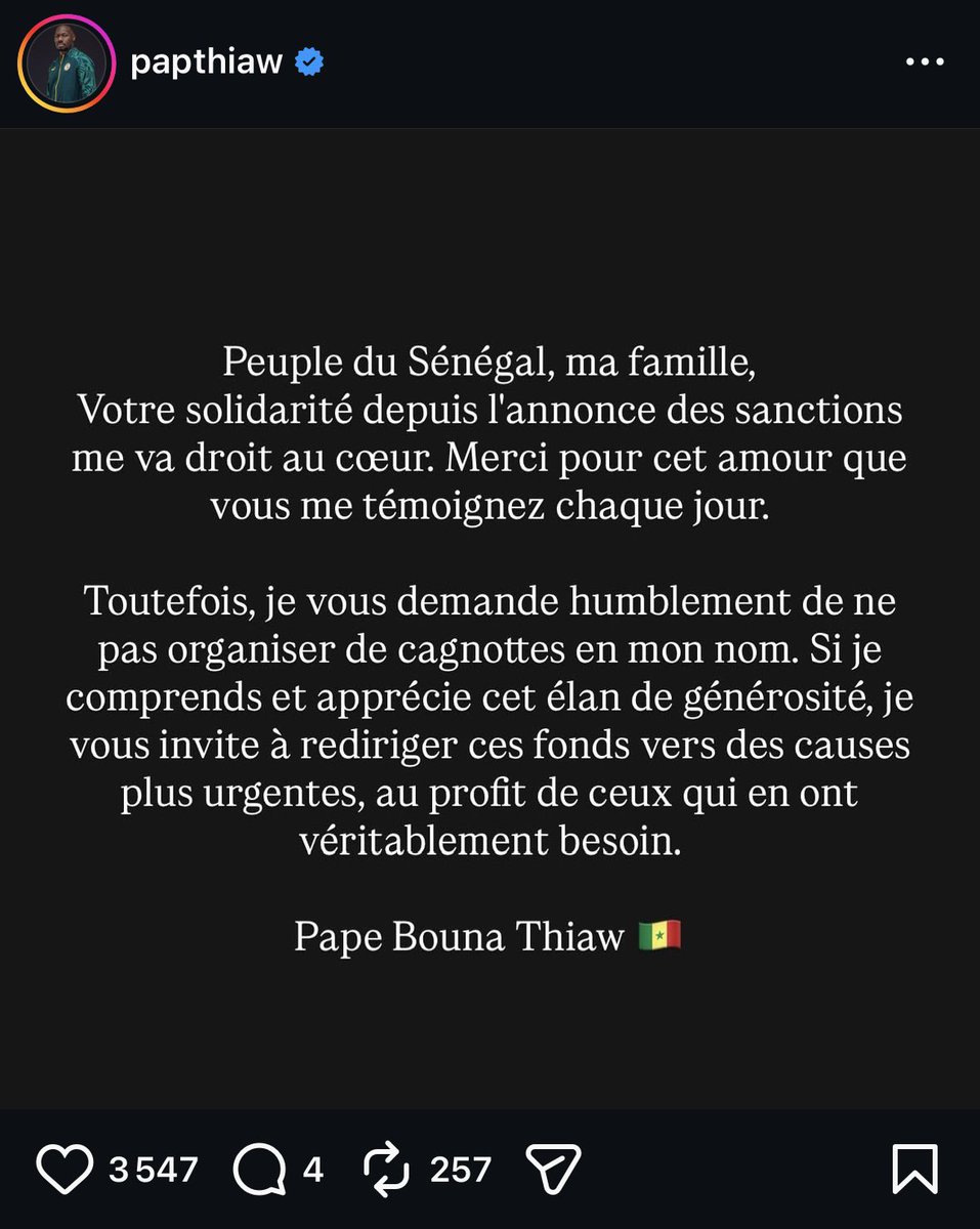 Le coach Pape Thiaw sur Instagram ! 📲