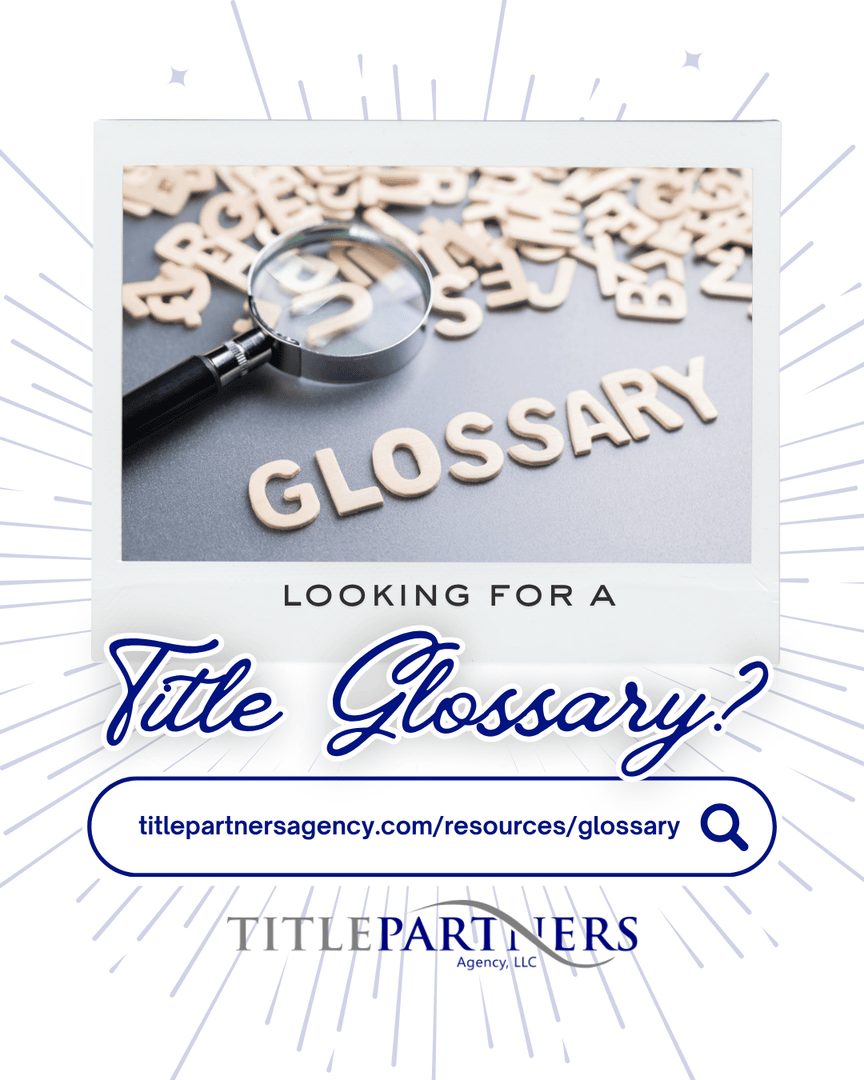 TitlePartnersMo's tweet photo. Looking to brush up on common title definitions? 📚 Browse through our free title glossary anytime. 📲 You can find it on our website at https://t.co/d4mnbpO5Yz.

#MOrealestate #TitlePartnersAgency #closewithtitlepartners #titleexperts https://t.co/rS3xxZf5TY