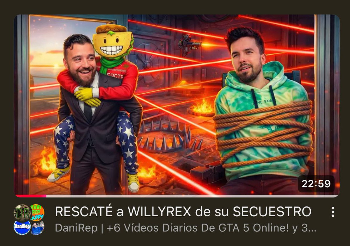 DaniRep's tweet photo. HAN SECUESTRADO A WILLYREX

PERO TRANQUILOS

LO HE RESCATADO CON LA AYUDA DE PACO EL TACO

NUEVO VIDEOOOOOOOO 🔥🔥
https://t.co/oZxc1bkoP2 https://t.co/9rzaYran53