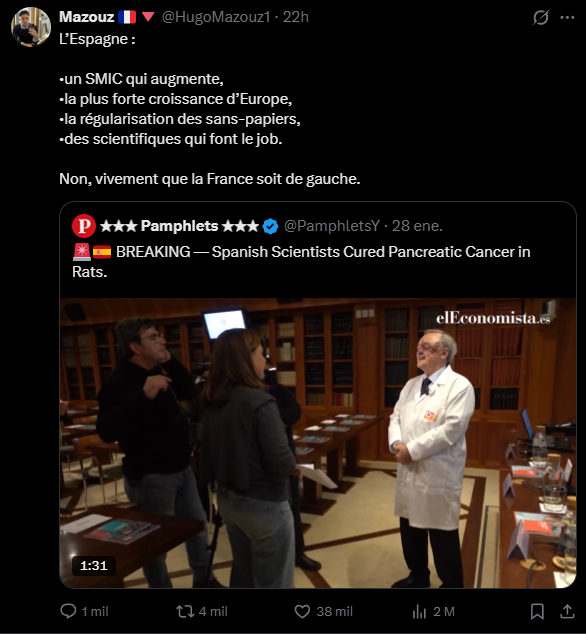 Los franceses están teniendo envidia de España, algo estaremos haciendo bien. Supongo 😅