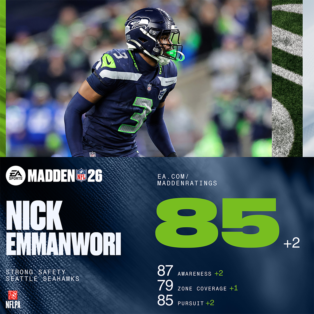 🔒 Nick Emmanwori. Highest-rated rookie in #Madden26. All ratings