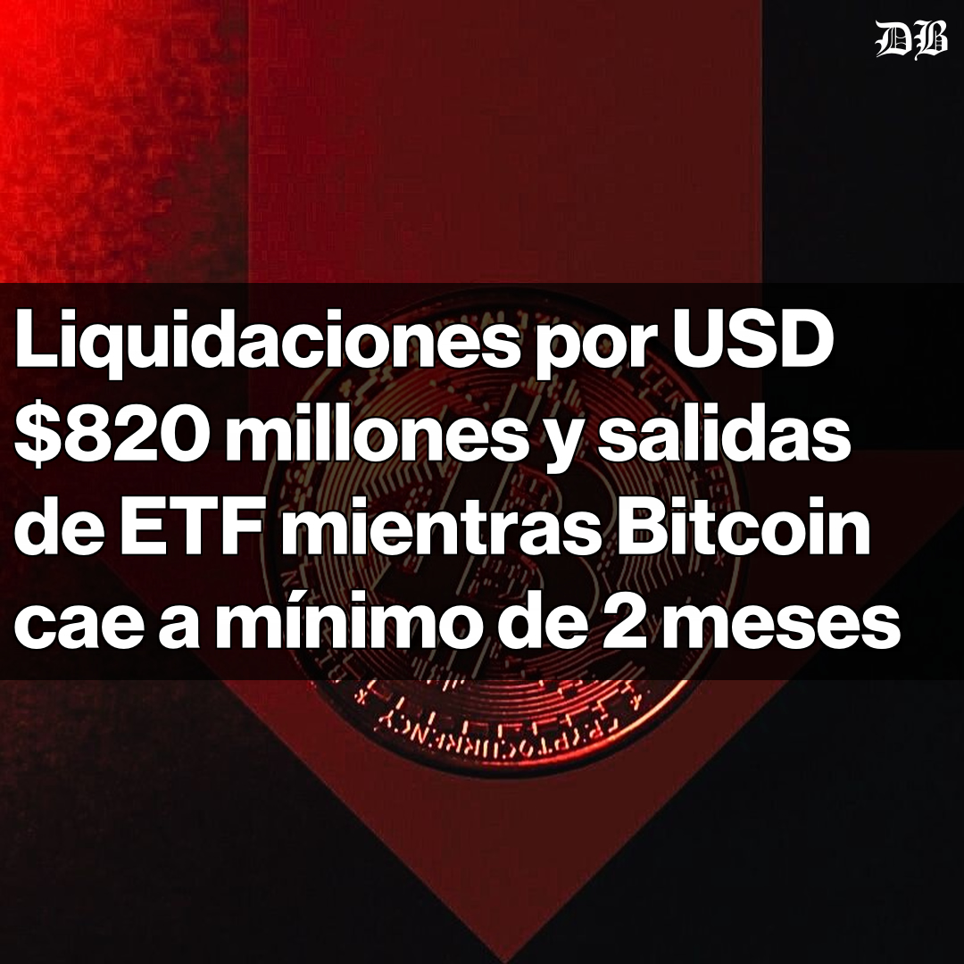 🚨 Caída de Bitcoin pone a prueba nivel crítico de USD $85,000 Liquidaciones  alcanzan USD $822 millones en 24 horas Presión vendedora evidente en el  mercado ETF de Bitcoin sufren salidas netas