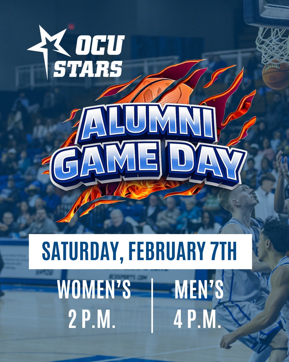 OCU alums are invited to cheer on OCU’s women’s and men’s basketball teams for FREE on Saturday, February 7th at the Freede Wellness Center. Women’s basketball tips off at 2 pm, followed by men’s basketball at 4 pm.

RSVP here: tinyurl.com/yh92wmzs

#OCUalumni #GoStars