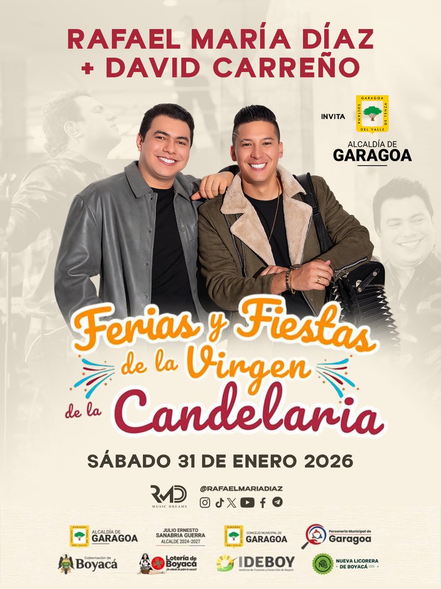 📍Garagoa - Boyacá / Sábado 31 De Enero. 🎶🎤🪗🔥 Vamos con todo el corazón a brindarles lo mejor en representación de mi dinastía musical. Será una noche increíble! Celebrando Las Ferias Y fiestas de la virgen de la candelaria. 🙏🏻👏🏻

•Info &amp; Contratos: 📲322-871-2377