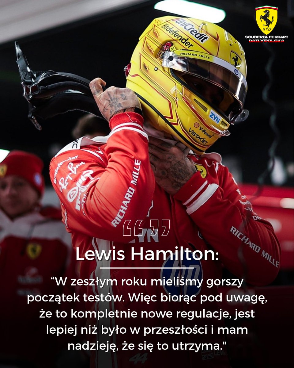 FerrariDailyPL's tweet image. 🗣️ Lewis Hamilton podzielił się swoimi dotychczasowymi wrażeniami z testów!

Brytyjczyk jest bardzo zadowolony liczbą przejechanych okrążeń przez Ferrari.

🗞️[Sky Sports]
#F1PL #ElevenF1 #F1Testing
