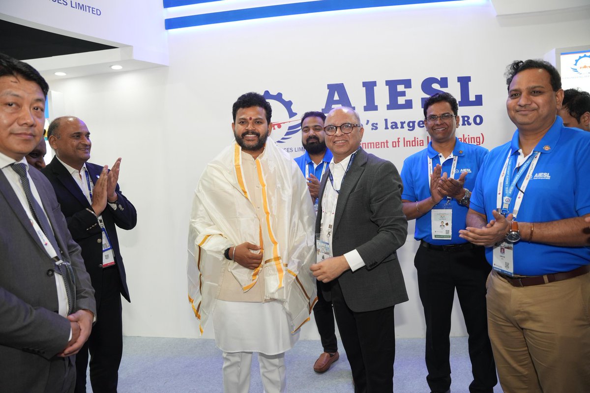 AIESL_MRO's tweet photo. ✈️ Strengthening India’s Aviation Future at Wings India 2026!

We were deeply honoured to welcome the Honourable Minister of Civil Aviation, Shri Ram Mohan Naidu Kinjarapu, to the AIESL stall on Wings India 2026.

Our Chairman, Shri Amit Kumar, personally guided the Minister through our showcase, highlighting AIESL’s cutting-edge capabilities and our commitment to excellence in the MRO sector.

The Minister’s encouraging feedback reinforces our drive to keep soaring and supporting the Atmanirbhar Bharat vision in aviation.

@RamMNK 
@amit_kumar_67 

@MoCA_GoI 
@DGCAIndia 

#AIESL #WingsIndia #AviationIndia #MRO #ShriRamMohanNaidu #AviationExcellence #MakeInIndia