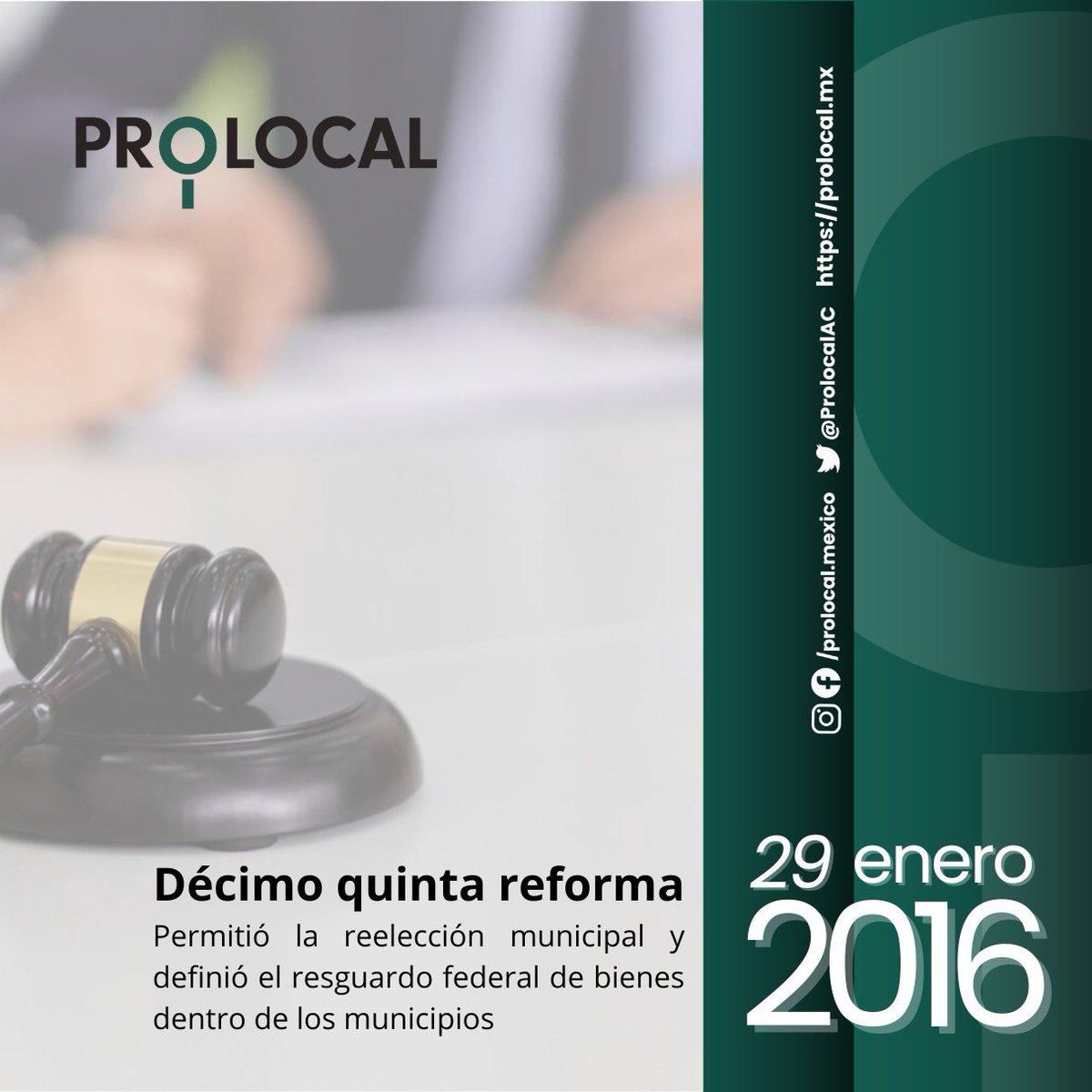 Un día como hoy se consolidó la Décimo Quinta Reforma Constitucional en materia municipal.
🏛️ Fortaleció el marco legal sobre el resguardo de bienes inmuebles y abrió la posibilidad de reelección consecutiva de autoridades locales.
#Prolocal