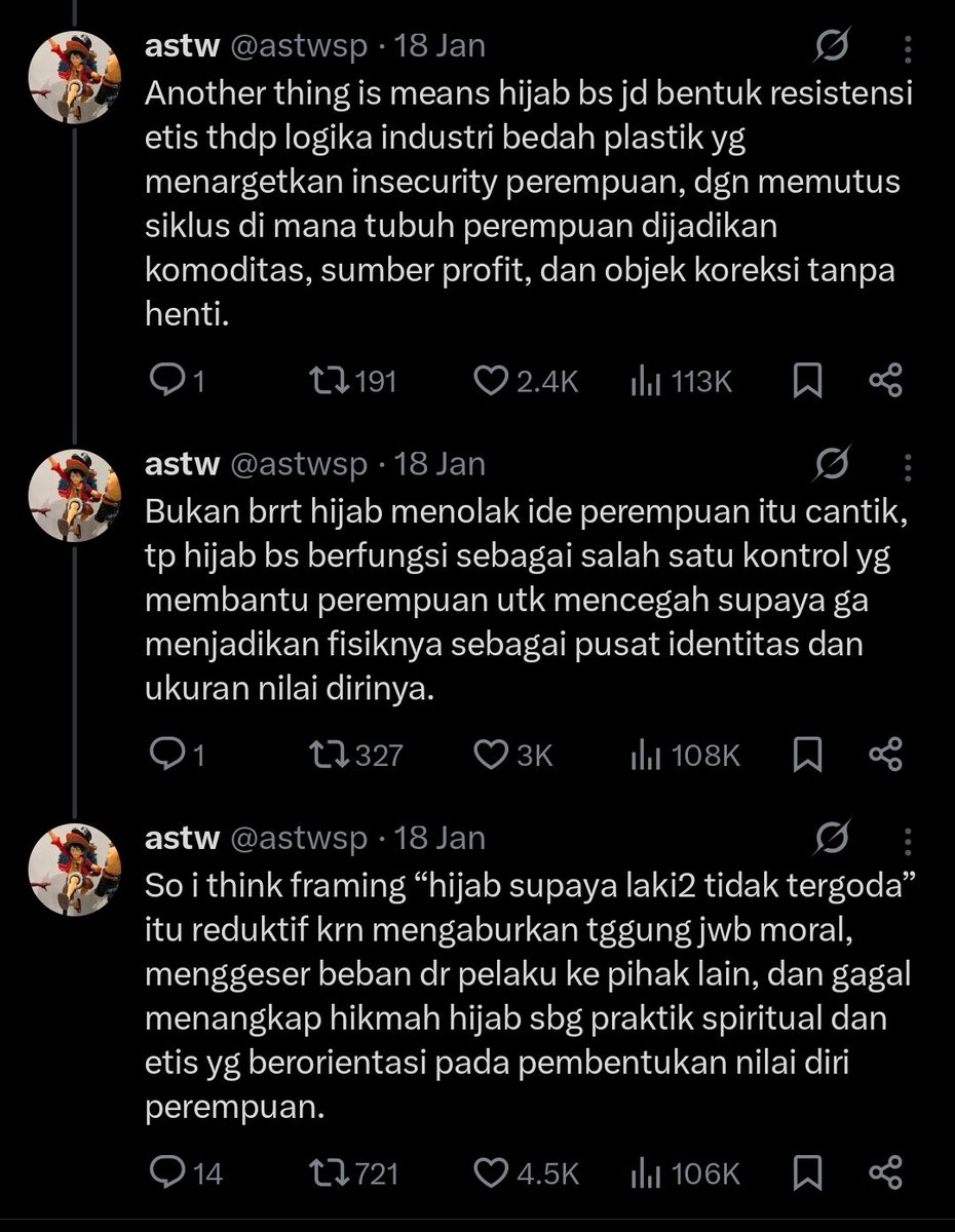 b0g0shipp0's tweet image. Walau tertutup sopan bukan berarti berhijab tapi gue pernah nemu POV soal dirkusus berhijab. Fokus buat muslimah aja yg nyari reason, berhijab no matter ada muslimah lain yg buka hijab atau ga mau berhijab. Semoga niat berhijabnya makin kuat bukan cuma ngejalanin tapi tau ngapain