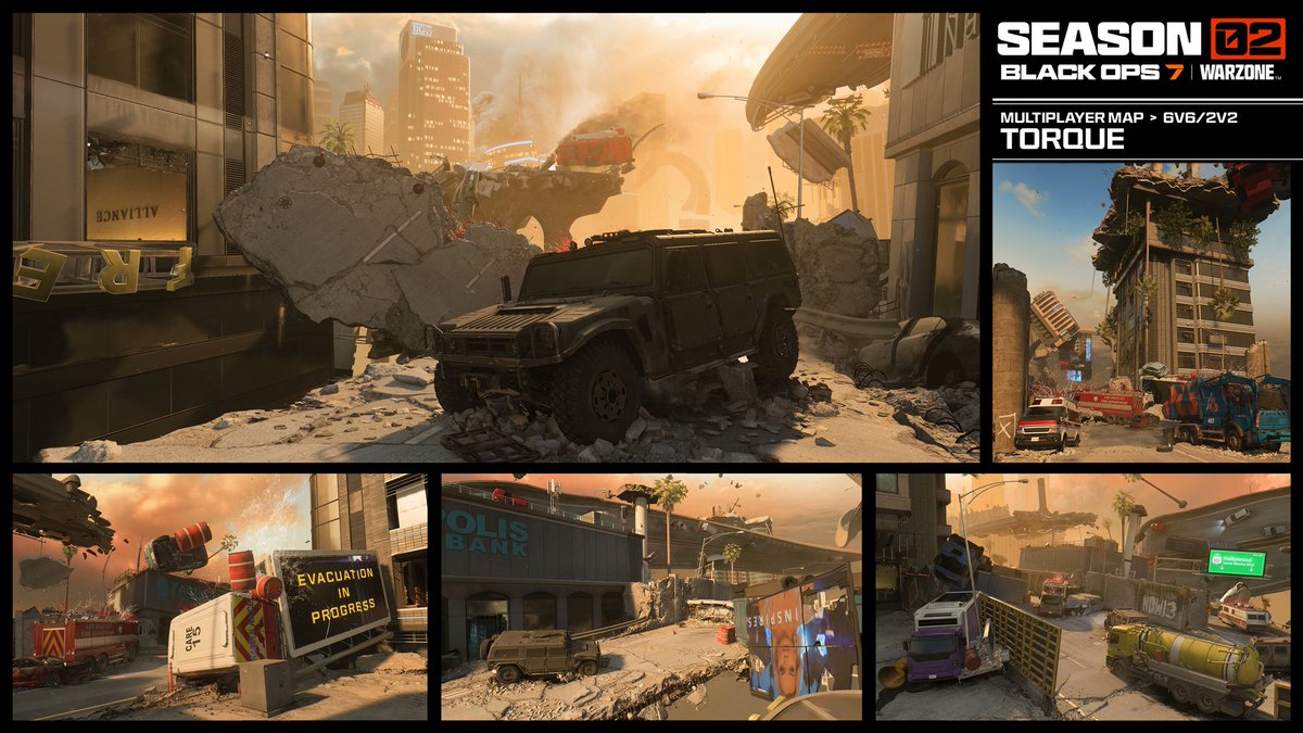 CoDQG_'s tweet image. 🗺️ Liste des cartes multijoueurs disponible en Saison 2 Rechargée de #BlackOps7.
