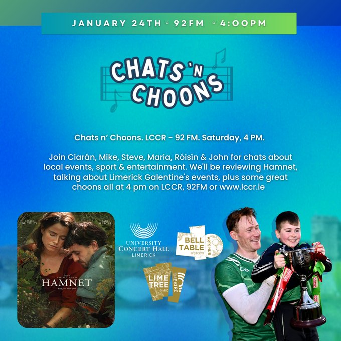 gaelforceluimni's tweet photo. Here's a link to the latest episode of Chats n' Choons: https://t.co/iGroQqgcZS
Enjoy! 
#Limerick #LimerickSport #movies #LimerickEvents https://t.co/UaOBvKm26D