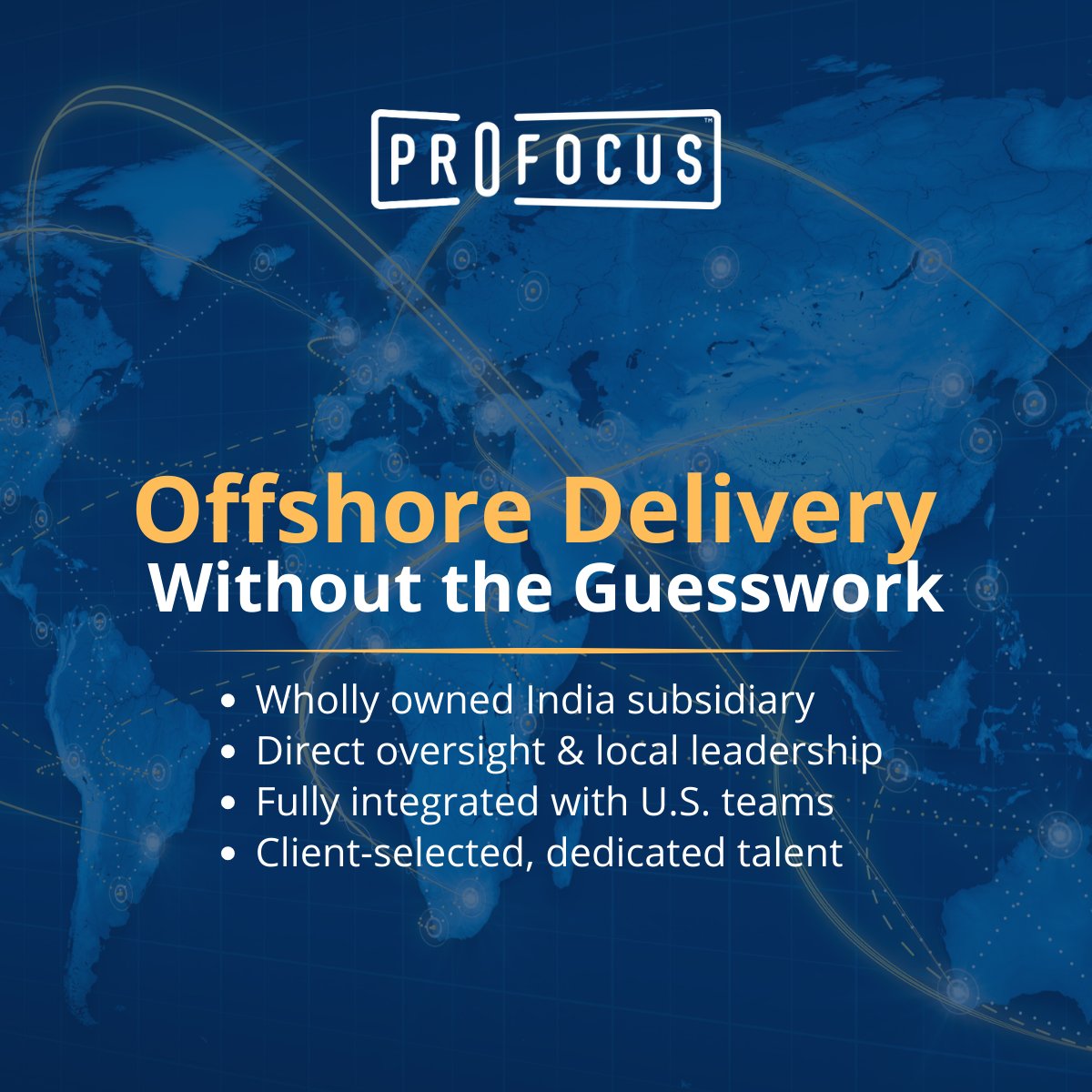 Offshore delivery doesn’t have to mean less control. Our wholly owned India subsidiary pairs on-the-ground leadership with direct U.S. oversight—so clients get reliable delivery without the guesswork.

#GlobalTalent #Offshore #Nearshore #Partnership