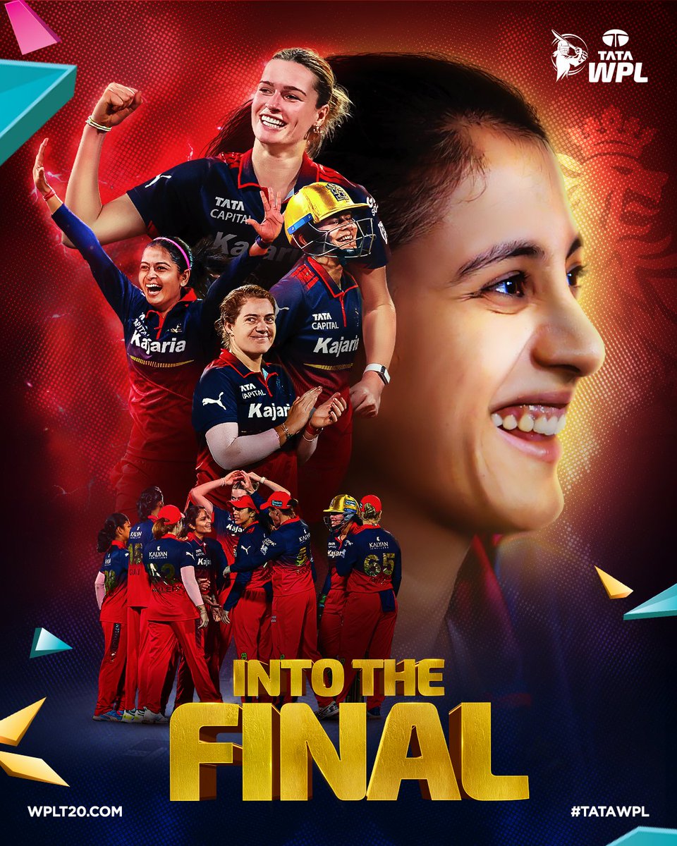 ShahSHIVAM20658's tweet photo. RCB storms into WPL 2026 Final! 🔥 Grace Harris' explosive 75 & Smriti Mandhana's unbeaten 54* power RCB to an 8-wicket win over UP Warriorz, chasing 144 in just 13.1 overs. Dominant performance seals their spot!
#WPL2026 #RCB #GraceHarris #SmritiMandhana #RCBvsUPW https://t.co/1tuuxWCSoA