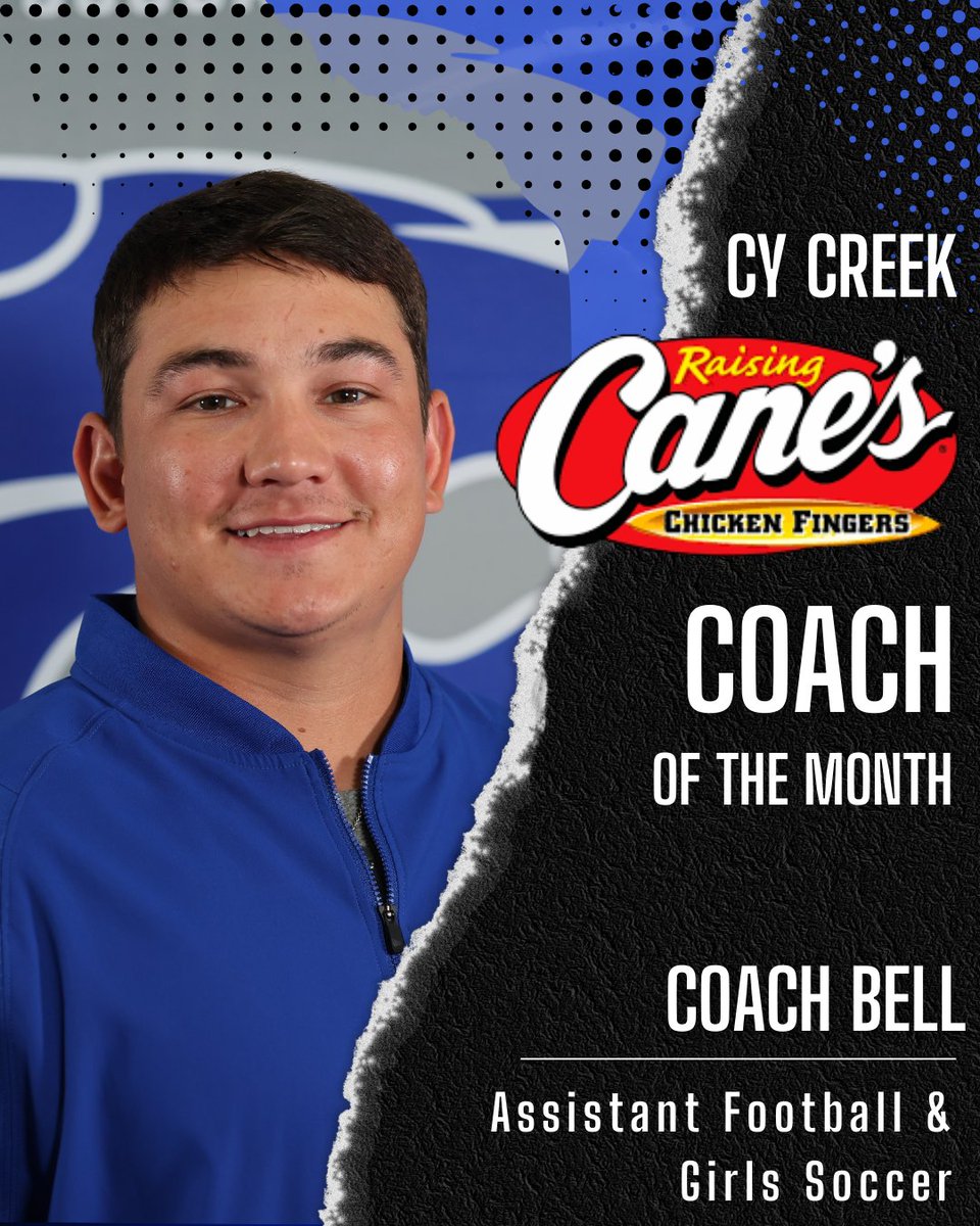Congratulations to our December Raising Canes Coach of the Month Asst Football &amp; Girls Soccer: Coach Bell!
<a href="/CyCreekBooster/">CyCreekBooster</a>
<a href="/cycreekhs/">Cy Creek High School</a>
<a href="/raisingcanes/">Raising Cane's</a>
#willowbrook