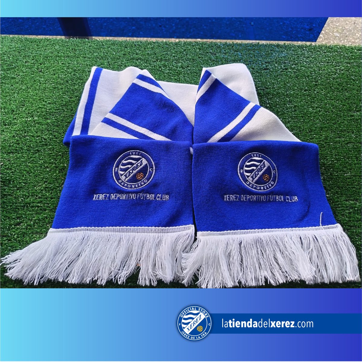 tiendaxerezdfc's tweet photo. Entrar en @tiendaxerezdfc y reencontrarnos con las bufandas oficiales es de esas cosas que se sienten 💙
Ya están de vuelta las de “El de Chapín y su rugido”, junto a las de lana, listas para cada partido.
La grada habla. Vaya bufandeo, @XerezDFC.
#xerezdeportivo #bufandas https://t.co/zsr4ZCTjTh