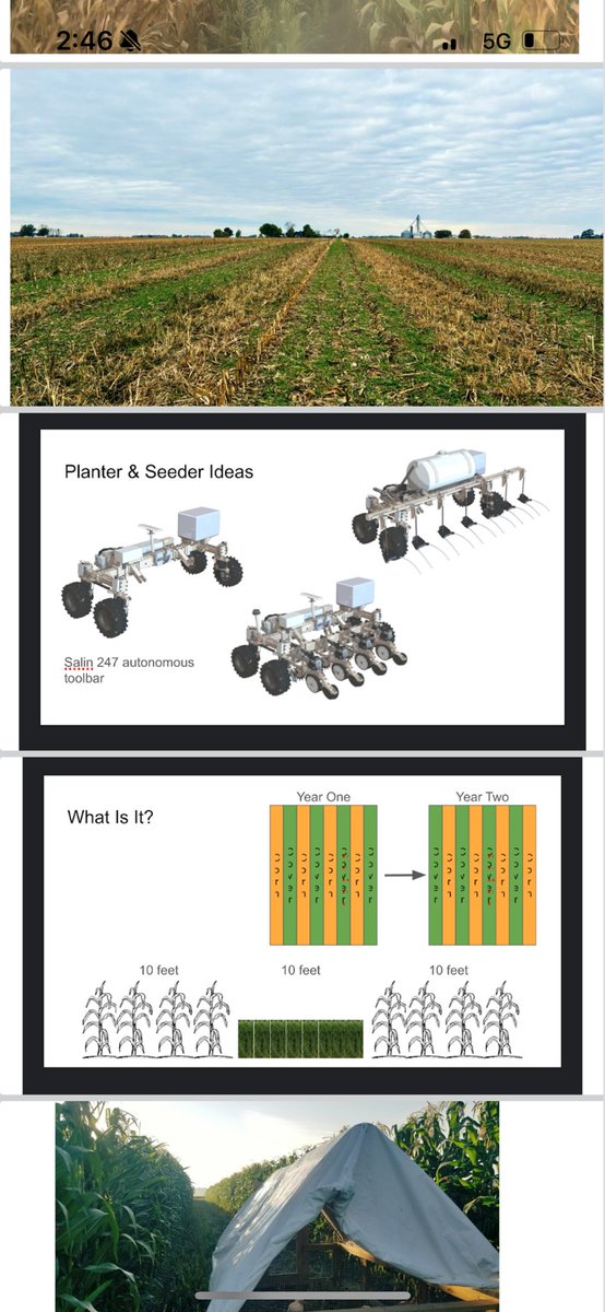 jasonmauck1's tweet photo. This leads to 3 things

Intelligent automation 
Controlled traffic
Priming, priming, stacking of enterprise

The same acre could produce corn, small grain, forage for chopping or grazing, a venue for calving, and several bee hives thriving off of summer clover https://t.co/LyceCO527Y