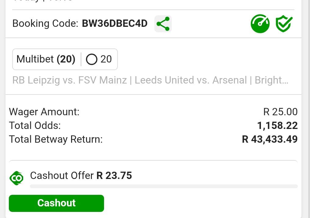 Smallodds1's tweet photo. With R25 Only u can Win 43K💰
BetCode👉BW36DBEC4D https://t.co/gLTVvUIOpF
