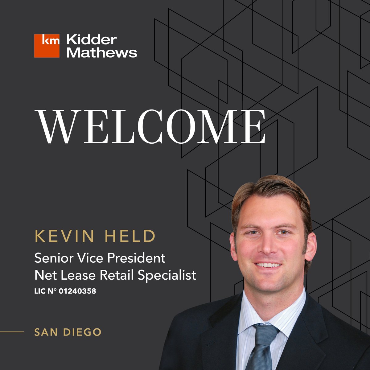 Kidder Mathews is pleased to welcome Kevin Held in San Diego: kidder.link/kh_

Kevin brings nearly 30 years of experience advising investors and developers on single-tenant and net lease retail properties nationwide, as well as shopping centers throughout Southern CA.