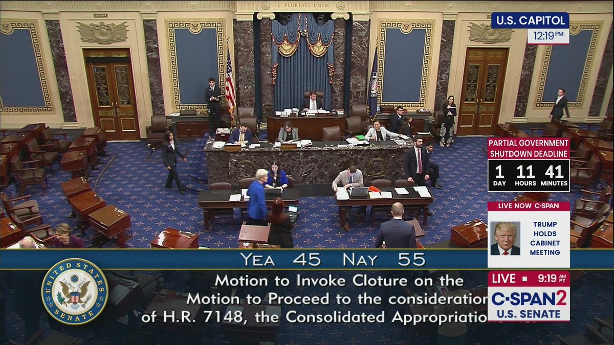 【速報】🇺🇸米上院が「政府閉鎖を回避する法案」を45対55で否決

政府閉鎖まであと2日となりました。