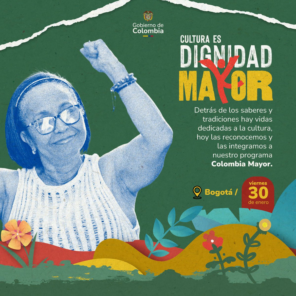 El gob nal, en cabeza del pdte <a href="/petrogustavo/">Gustavo Petro</a> lanza  #CulturaEsDignidadMayor, iniciativa resultado del esfuerzo de #ProsperidadSocial, <a href="/mincultura/">MinCultura Colombia</a> y <a href="/MintrabajoCol/">MinTrabajo</a>, que se implementará como una modalidad de Colombia Mayor, enfocada en adultos mayores del ecosistema cultural de 🇨🇴.