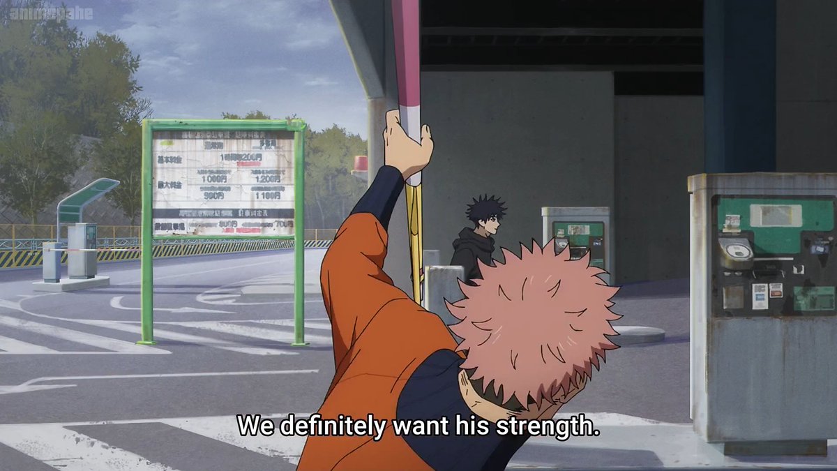 Yuji navigating through the "obstacle" in a very blunt manner and Megumi avoiding the "obstacle" altogether

A mundane scene like this summarising their respective characters so perfectly is why I love this adaptation