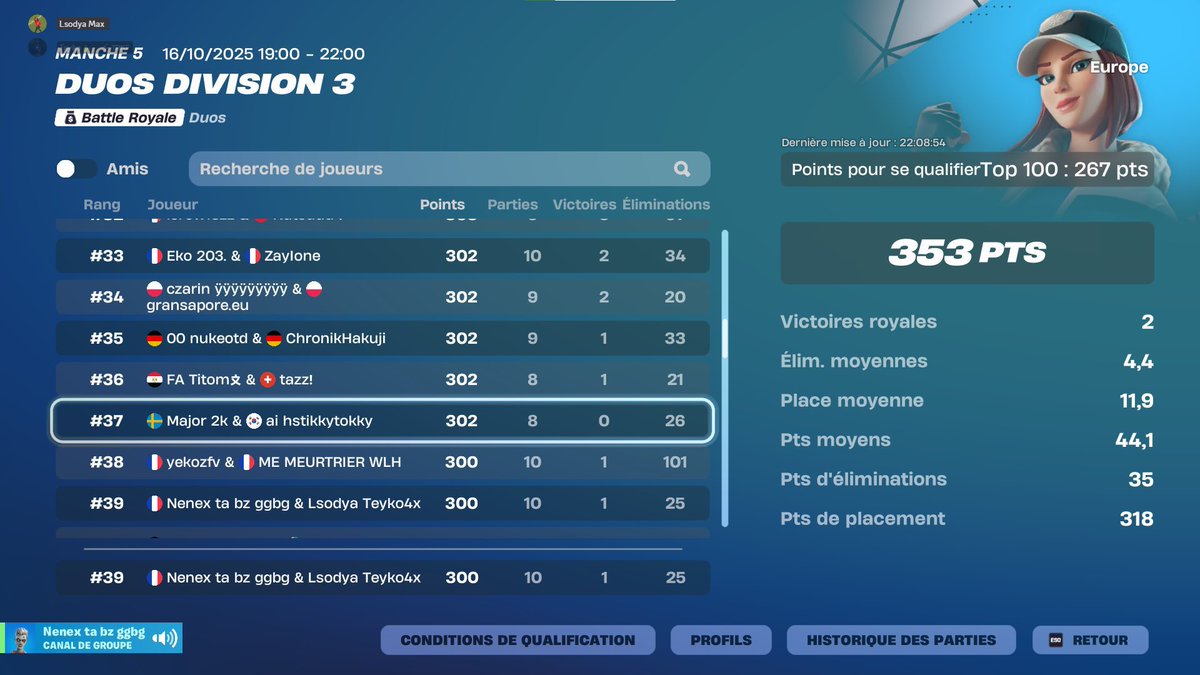 LFD for trial need crazy igl and free qual div2 🇪🇺 THE BEST GRINDER

I can talk  🇫🇷 🇬🇧 
Div 2 last szn