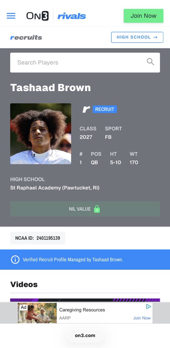 Tashaad Brown 2027 QB tweet media