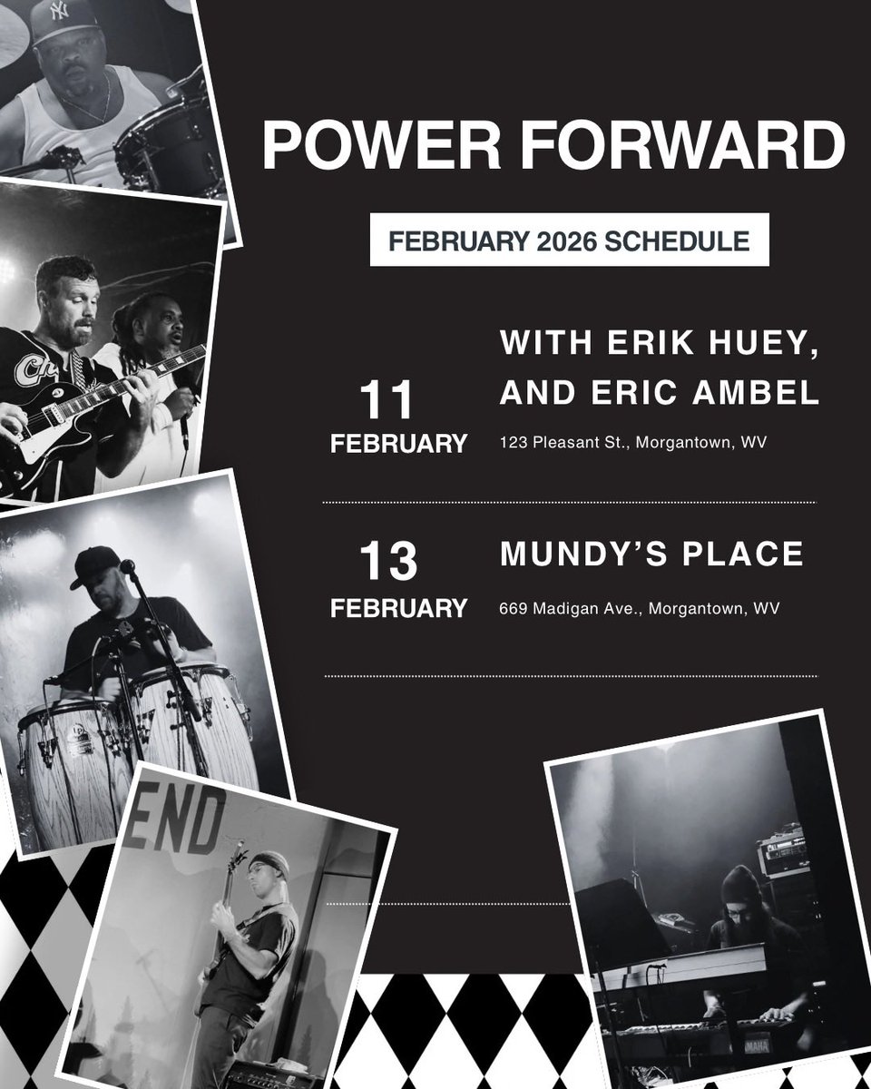 Upcoming shows in Morgantown WV next month with Power Forward