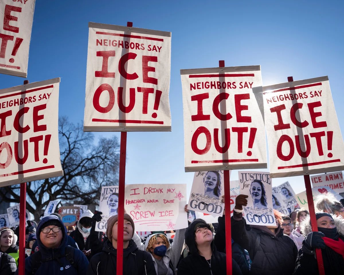 mjfree's tweet photo. We call for a real de-escalation: demilitarize ICE, retrain agents on constitutional law, and refocus on genuine threats through the courts. The current model is broken and abusive. #ICEoffOurStreets https://t.co/o52qKbvYr8