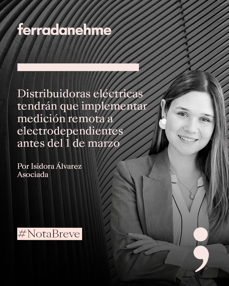 ferradanehme's tweet photo. Desde el 1 de marzo, las distribuidoras eléctricas deberán instalar sistemas de medición remota en empalmes asociados a personas electrodependientes. Nuestra asociada Isidora Álvarez analiza el tema en esta #NotaBreve >>https://t.co/6avdj0SFfs https://t.co/ejVIFAcImN