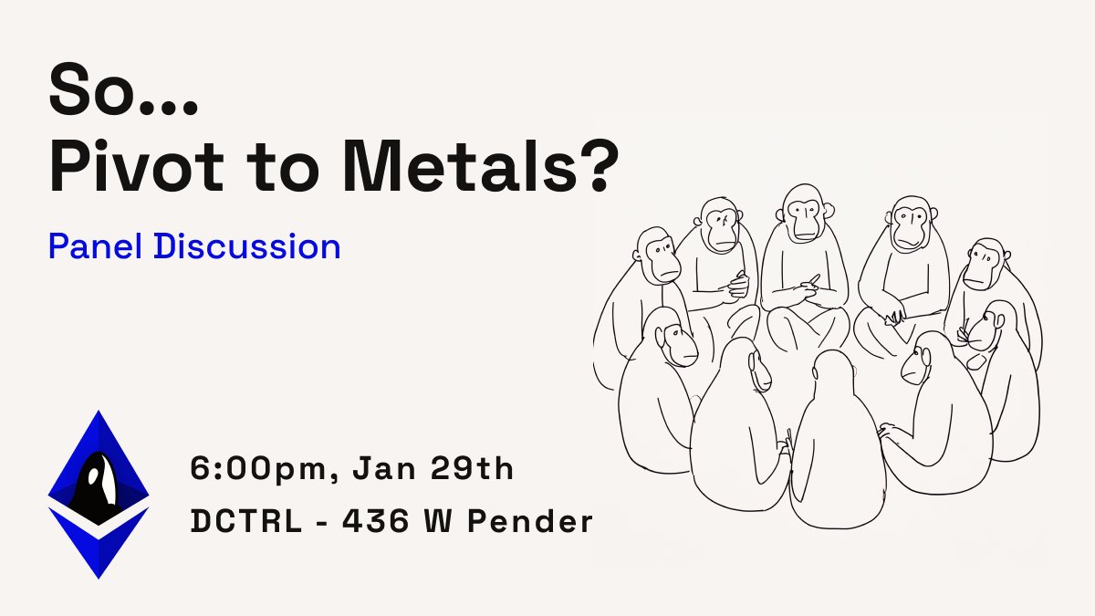 EthVancouver's tweet photo. When institutions wobble, people don't stop investing, they change anchors. Different rails. Same purpose.

So are we seeing a hedge... or a homecoming?

Join us tonight to find out! 

📅January 29
🕧6:00 PM 
📍@dctrlvan (436 West Pender)  

Live stream on X, YouTube, and Twitch! https://t.co/HbNuPzkEYg