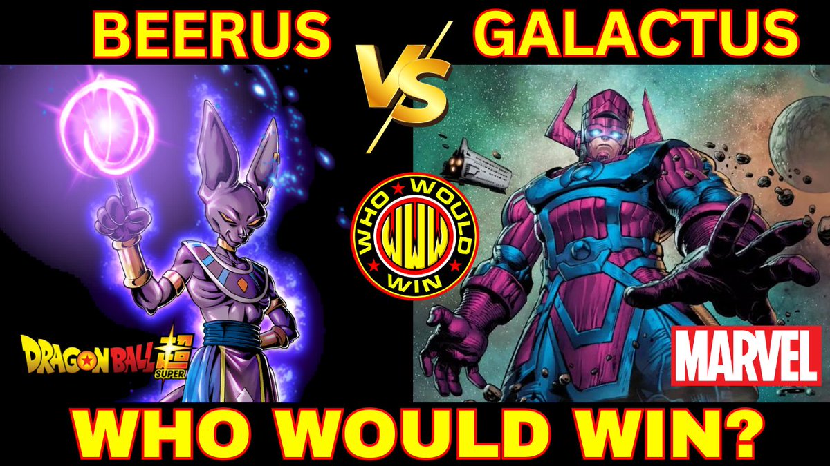 WhoWouldWinShow's tweet photo. Beerus battles Galactus in the NEW episode of Who Would Win! Who is left standing in a battle between the God of Destruction and the World Devourer? Listen to the episode HERE --> https://t.co/C589fJdE0y https://t.co/KP3uJvySO7