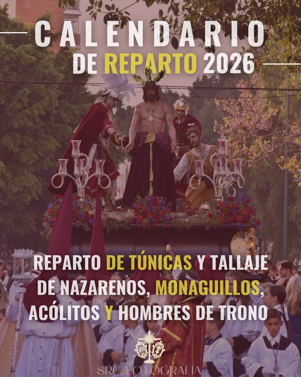EncarnacionMlg's tweet photo. 𝐒𝐀𝐁𝐀𝐃𝐎 𝐃𝐄 𝐏𝐑𝐄𝐆𝐎𝐍 𝟐𝟎𝟐𝟔 | Fechas de inscripción, reparto de túnicas y tallaje para participar en nuestro cortejo el próximo Sábado de Pregón.

📍 Casa Hermandad (C/ Ingeniero Díaz Petersen).

🕗 De 20:00 a 22:00 horas.

#LaEncarnacionDeDosHermanas
#CofradiasMLG https://t.co/NPB7Mis2ag
