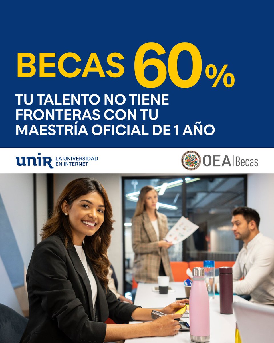 UNIRuniversidad's tweet photo. 🎓🌎 ¡Ya está abierta una nueva convocatoria de las Becas OEA, de UNIR y @OEA_oficial, la Organización de los Estados Americanos (OEA), para cursar maestrías oficiales!

➕ ℹ ¡Infórmate y aplica! 👉 https://t.co/K9mPy36EGS

🤝 Con esta iniciativa, UNIR y la OEA refuerzan su compromiso con la educación de calidad en América Latina, a través del 𝘗𝘳𝘰𝘨𝘳𝘢𝘮𝘢 𝘥𝘦 𝘈𝘭𝘪𝘢𝘯𝘻𝘢𝘴 𝘱𝘢𝘳𝘢 𝘭𝘢 𝘌𝘥𝘶𝘤𝘢𝘤𝘪𝘰́𝘯 𝘺 𝘭𝘢 𝘊𝘢𝘱𝘢𝘤𝘪𝘵𝘢𝘤𝘪𝘰́𝘯 (𝘗𝘈𝘌𝘊) @OASscholarships.

✅ Becas del 60%
✅ Maestrías oficiales de 1 año
✅ Modalidad 100% virtual
✅ Dirigidas a residentes de Estados Miembros de la OEA

🎯 ¡Elige la maestría que impulsará tu carrera profesional! ¡Son más de 300 las becas que se otorgarán!

#UNIR #OEA #OAS #UNIRuniversidad #Becas #BecasOEA #OASScholarships #Maestrías #Formación #EducaciónOnline #EducaciónSuperior