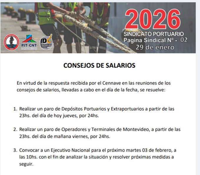 República Sindical del Uruguay, país de América del Sur cuya salida al mar depende de lo que decida el sindicato del puerto.