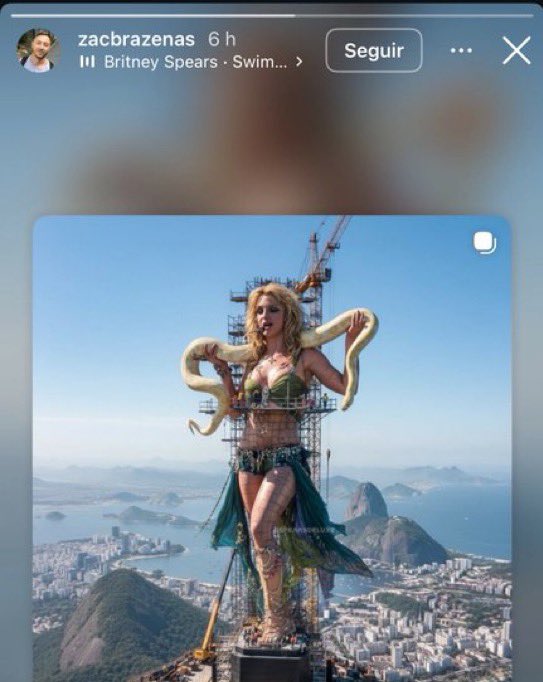 choquei's tweet image. 🚨VEJA: Ex-dançarino da Britney Spears compartilhou uma imagem da cantora no lugar do Cristo Rendentor.