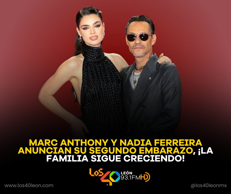 La pareja conformada por el cantante #MarcAnthony y la modelo #NadiaFerreira sorprendió con una noticia llena de alegría: están esperando su segundo hijo juntos 🍼🌟

los40leon.com/post/marc-anth…