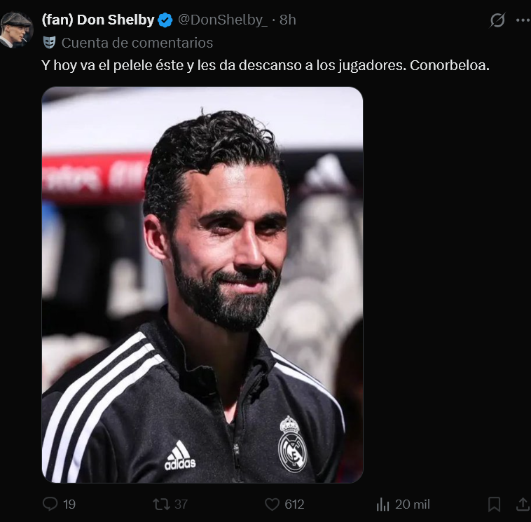ToniBossRM's tweet photo. Esto es 0 normal.

Qué te ha hecho Arbeloa en 2 semanas a parte de poner la cara para comerse este marrón por puro amor al club.

Menudo enfermo mental.

Cómo le pueden seguir +100mil personas. El RM tiene cánceres en su afición. Imagina insultar a Arbeloa. Qué te ha hecho? https://t.co/FHVYrurEYC